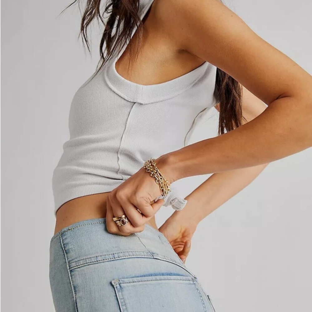 Free People Blue Flare Wide Leg Jeans  (B4) - Picture 3 of 10